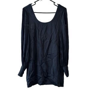 Affliction Black Premium Tunic Dress Top Drop Back‎ Silk Whimsigoth Buttons Sz 2
